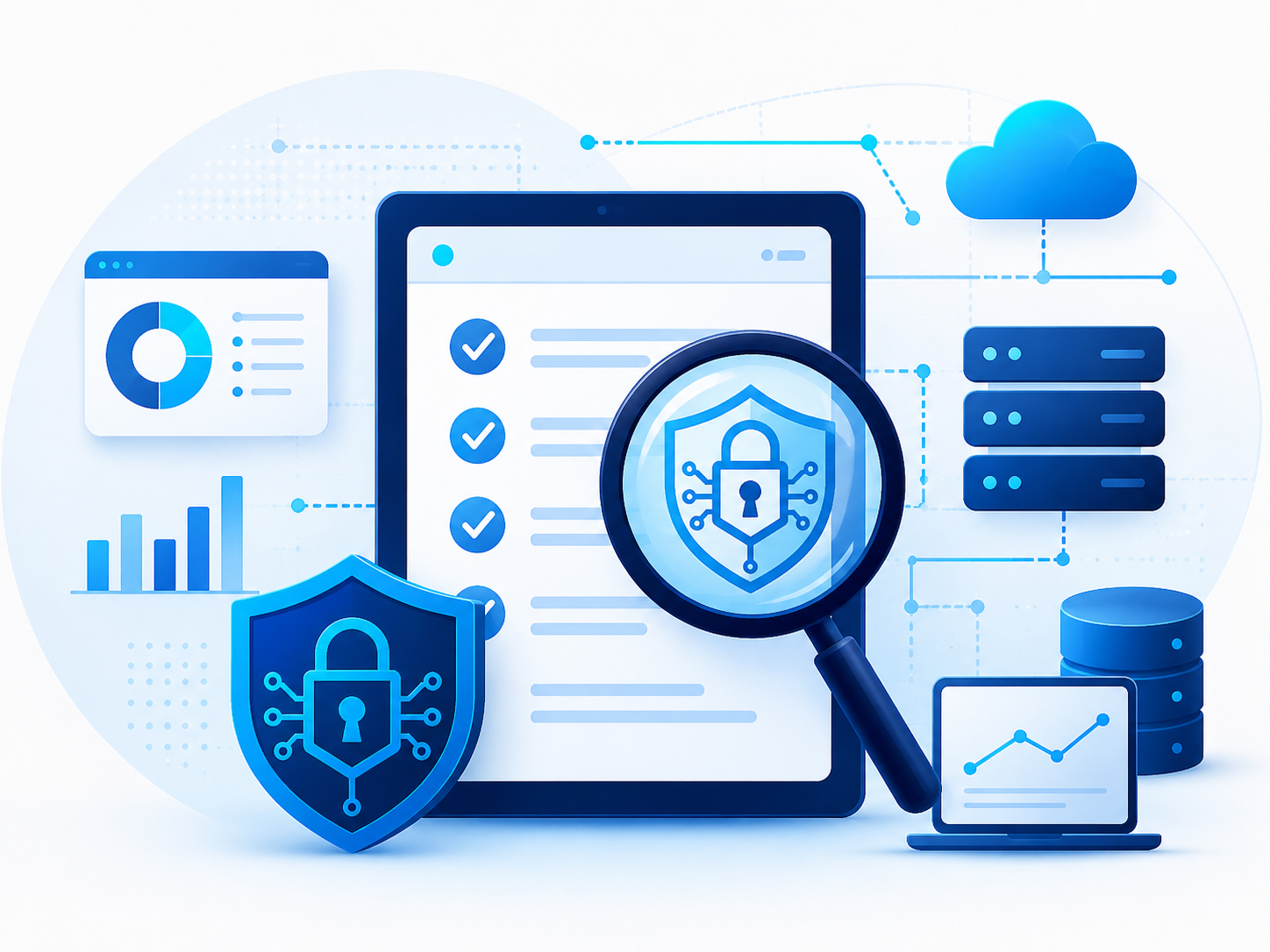 Kyberturvakartoituksen ja NIS2-arvioinnin kuvitus